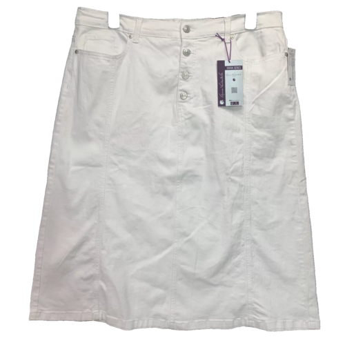 12 Gloria Vanderbilt Women's Paneled Seamed Midi Skirt Button Fly White NWT