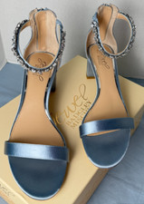 Jewel Badgley Mischka Catalina Dress Shoe Heel Rhinestone Blue 7.5 M