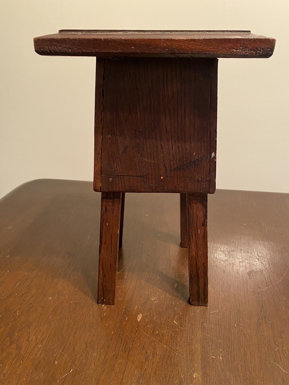 Small Square Solid Wood Vintage Stool eBay