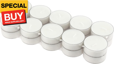 20 Count Unscented Mega Oversized Clear Cup White Tea Light Candles with 9 Hour 