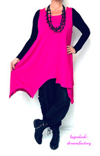 Lagenlook A-Linie-Zipfel-Überwurf Zwischenteil PINK asymetrisch 44 46 48 50 52 