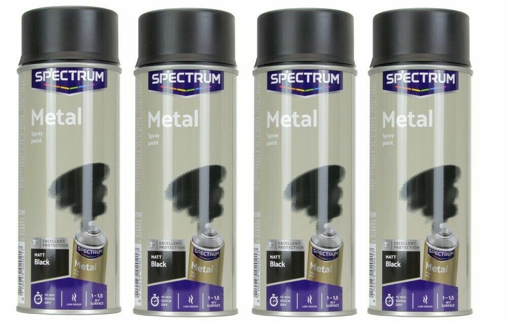 Bombe peinture noir mat fer acier : lot aérosol 400 ml pour rénovation métallique extérieure