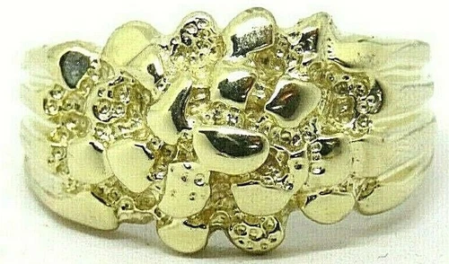 10KY GOLD Vintage NUGGET BAND RING  ,SOLID 10K YELLOW GOLD ,SIZE 10 1/4 ,