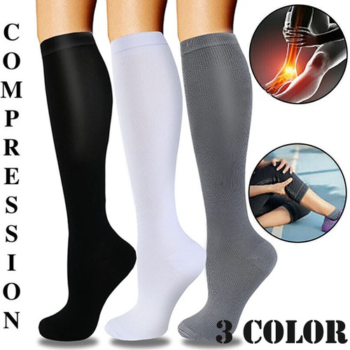 3X Compression Socks 20-30mmHg Knee High Support Stockings Medical Varicose Vein - Picture 5 of 16