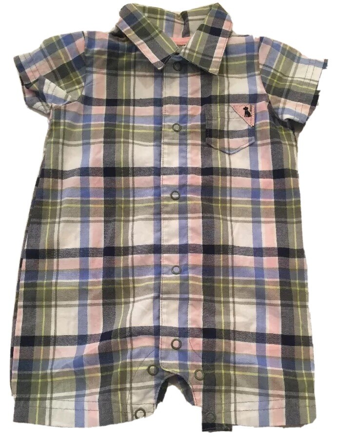 plaid baby romper