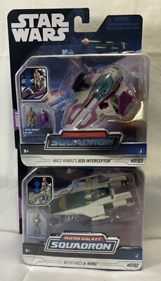 Star Wars Micro Galaxy Squadron Mace Windu's Jedi Interceptor Resistance A-Wing