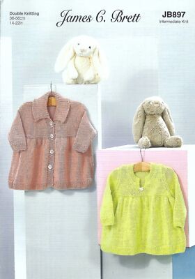 Strickanleitung Baby Double Knit Intermediate Kleid & Jacke James Brett JB897