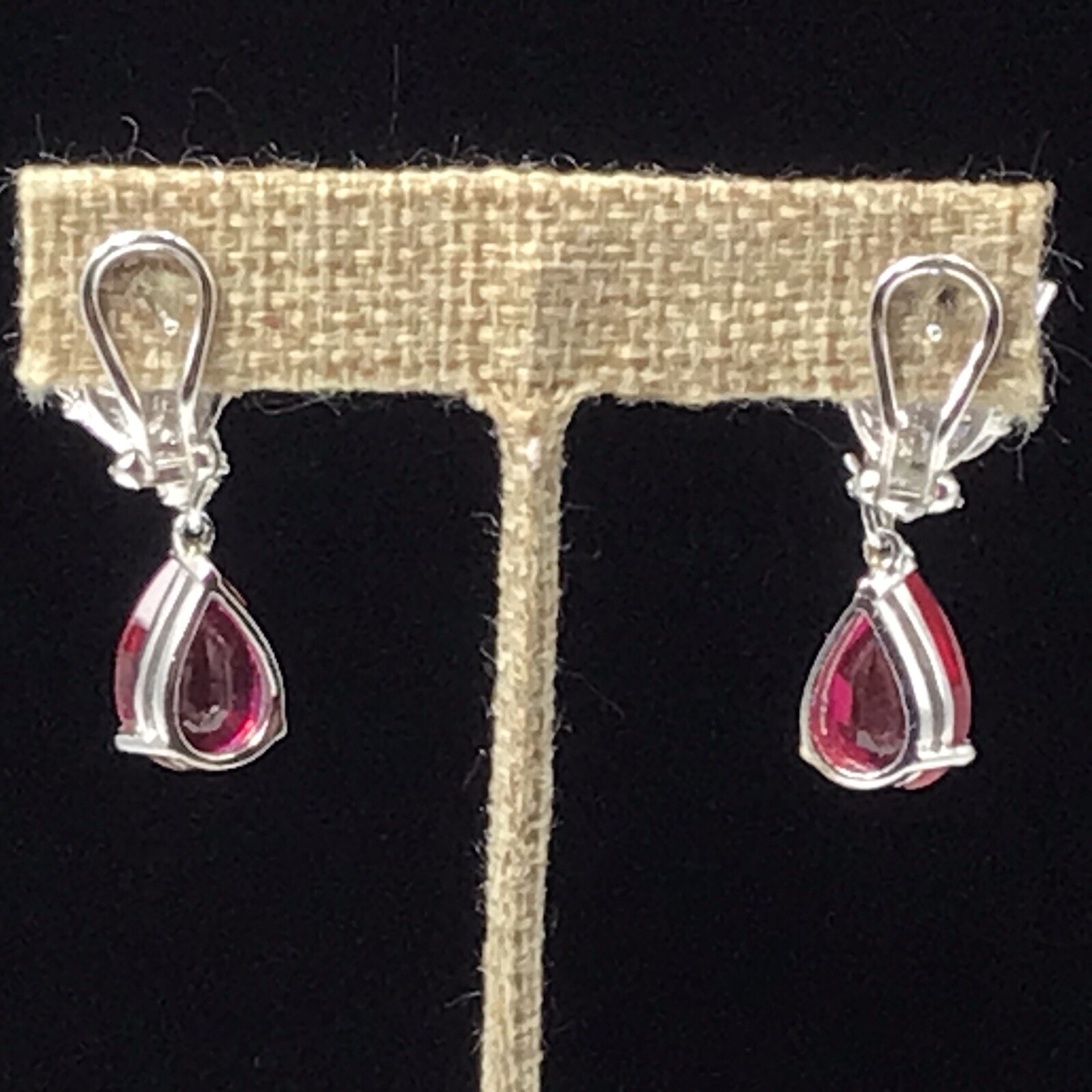 Sterling Silver Lab-created Ruby Earrings Dangle … - image 4