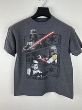 Star Wars T-Shirt Boy's L 14/16 Gray Graphic Crew Neck Short Sleeve Stretch