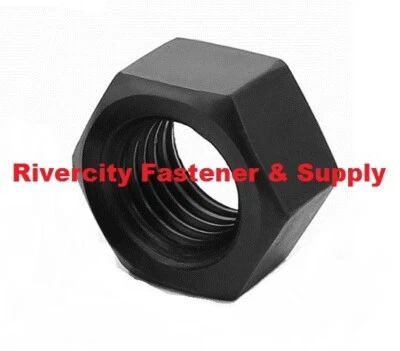 RIVERCITY FASTENER & SUPPLY (5) 1-1/4-7 Grade 8 Hex Nuts Coarse Thread Plain Black Finish nut 1.25-7