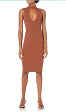 GUESS Womens Sleeveless Mock Neck Carole Sweater Dress Meadow Brown Size L NWT