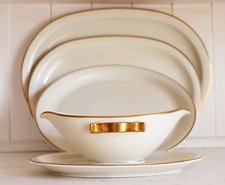 K&A Krautheim Adelberg Art Deco 4X Vorlege Servier Geschirr Platten Teller Gold