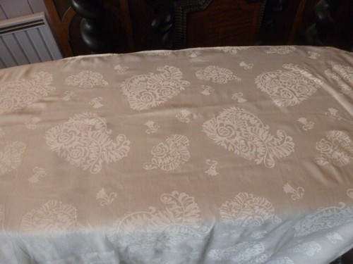 Grande Nappe Vintage 100% Coton Jaune - Dimensions 272 Cm X 139 Cm - Très Bon état