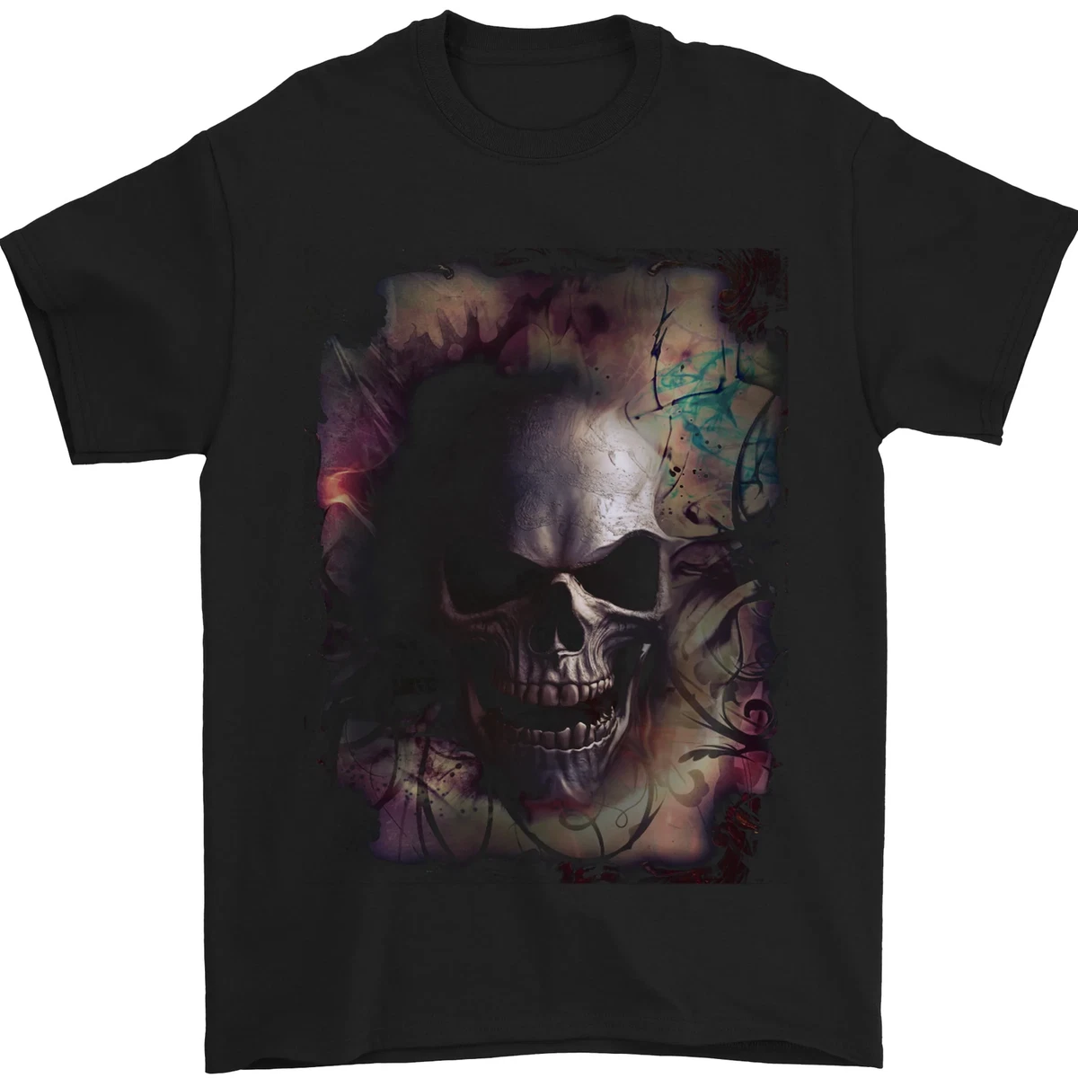 Maglietta Da Uomo Goth In Cotone 100% Con Teschio
