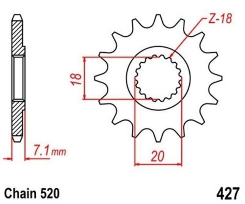 Pignon de boîte 13 dents pas 520 de haute précision pour Suzuki RS 175