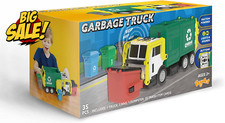 Large Powered Garbage Truck Toy Set W Dumpster Trash Bins Learning Cards for Kid