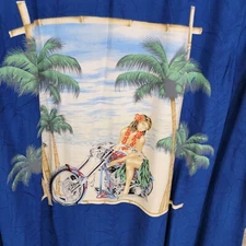 Paradise Found Hawaiian Men's 4XL Hula Girl Motorcycle Palm Tree Shirt Short Sle