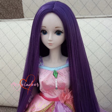 1/8 1/6 1/4 1/3 Uncle BJD Wig Long Straight Doll Hair Centre Parting Dark Purple