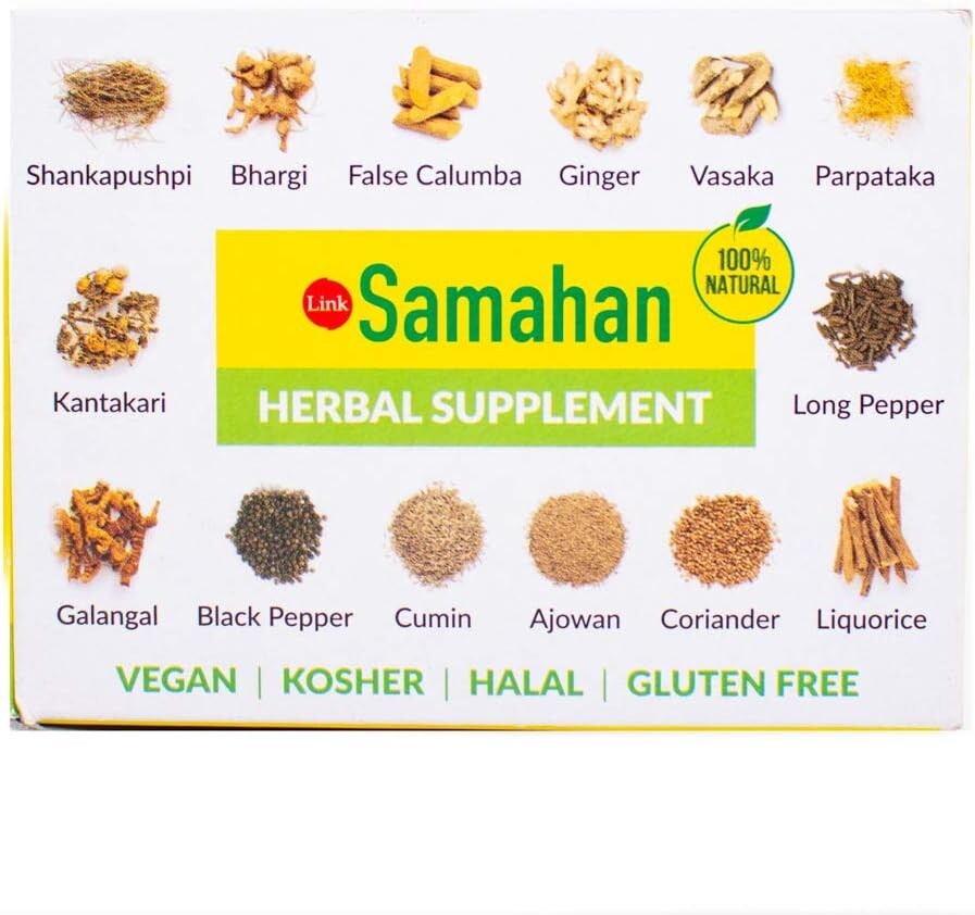 SAMAHAN Natural herbal Instant Ayurveda Tea 50 Sachets for Cough & Cold remedy