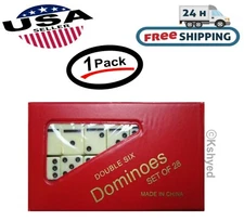 DOMINOES ONLINE DOUBLE SIX GAME SET 28 TILES & CASE/FREE DOMINO SALE - NEW