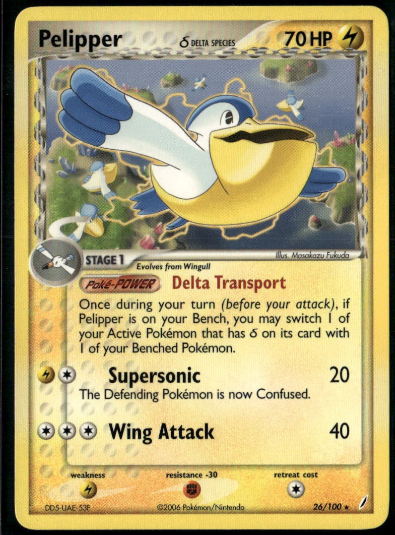 Pelipper 26/100 Rare Crystal Guardians NM Pokemon Card