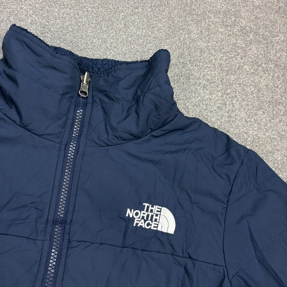 Chaqueta North Face Mujer Mediana Azul Puffer Reversible Vellón Forrado Abrigo Dama* Foto 3 de 4
