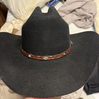 Justin Black Cowboy Western Hat Size 7 XX 100% Wool Rodeo Roper Milano Co. Hat