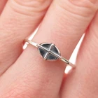 Hagit Gorali 925 Sterling Silver Vintage Modernist Cross Oxidized Ring Size 9