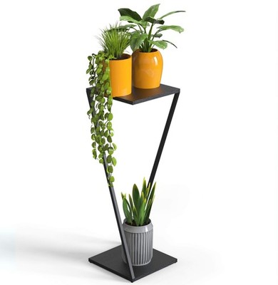 Blumenständer Metall Schwarz Eckig 80 cm 96641 Pflanzenständer Blumenhocker 4260700966419