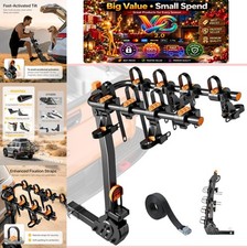 2" Hitch 4-Bike Rack 150 lb Folding Tilting Steel Carrier for Car Truck SUV