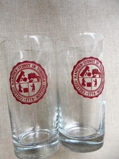 TWO 1960's Hampden Sydney College Logo Virginia VA Glass Collectible Tumblers.