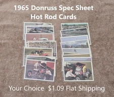 1965 Donruss Spec Sheet/Hot Rod Magazine Cards    YOUR CHOICE    $1.09 Flat Ship