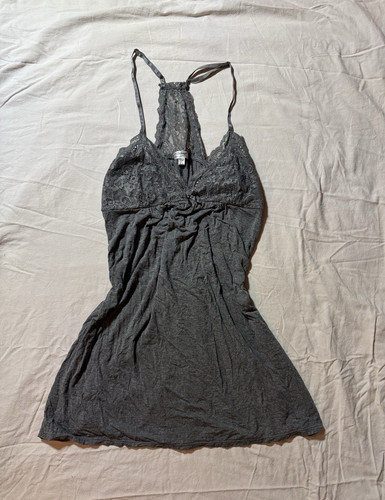 P.J. Salvage Women's Gray Solid Lace Chemise V-Neck Sleeveless slip