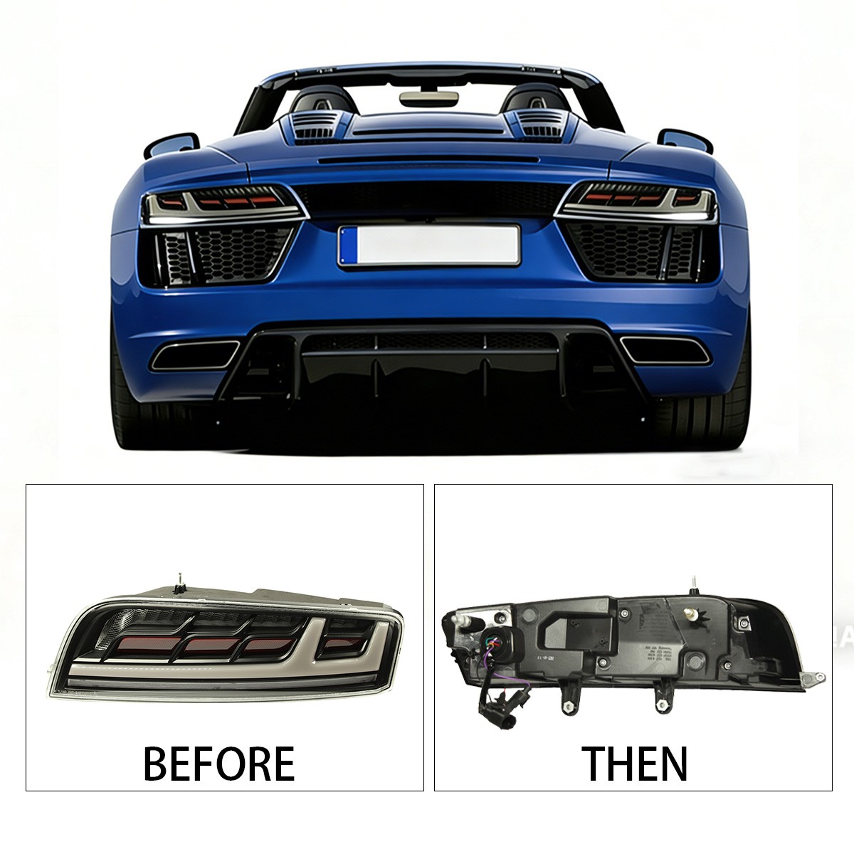 Rear LED Clear Lens Tail Lights VANTA DESIGN Left+Right For Audi R8 2007-2015