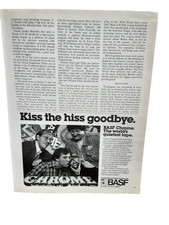 1982 BASF Chrome Cassette Tape Kiss the Hiss Goodbye Vintage Print Ad
