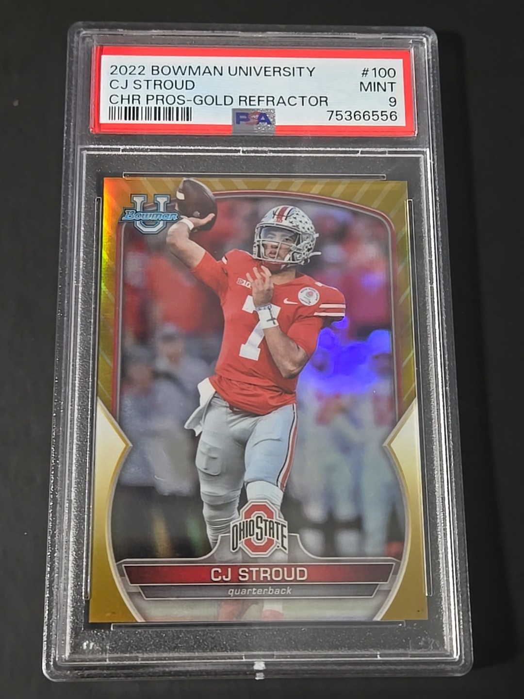 2022 Bowman U Chrome - C.J. Stroud #100 Gold Refractor /50 PSA 9