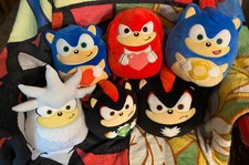 Lot of 6 Sonic the Hedgehog Squishmallows Silver, Shadow, Sonic, Knuckles USED