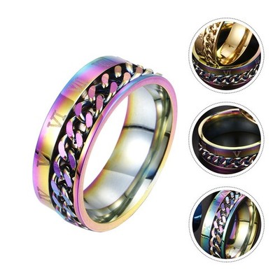 1pc Unisex Fashion Titanium Stahlring Rotatable Römische Ziffern