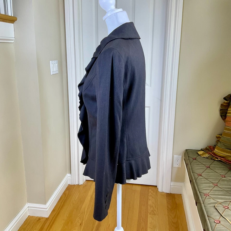 Doncaster Blazer Wool Vintage Brown Tweed Ruffle Front Button Close (6) - Image 2 of 4