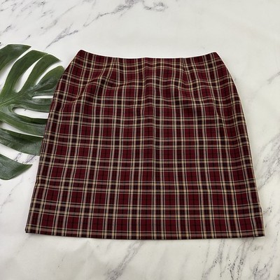 Petite Sophisticate Womens Vintage Y2k Mini Skirt Size 12 New Red Tan Plaid
