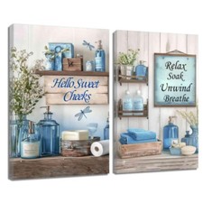 Funny Bathroom Canvas Prints Wall Art Farmhouse Bathroom Relax Signs Pictures...