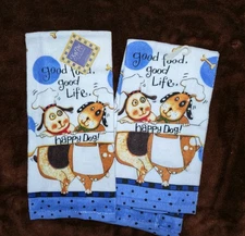 Dog Kitchen Terry Towel Set Kay Dee Happy Dog Pattern NWT