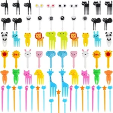 106pcs Food Picks For Kid,Fun Cute Mini Reusable Cartoon Animal Fruit Toothpick
