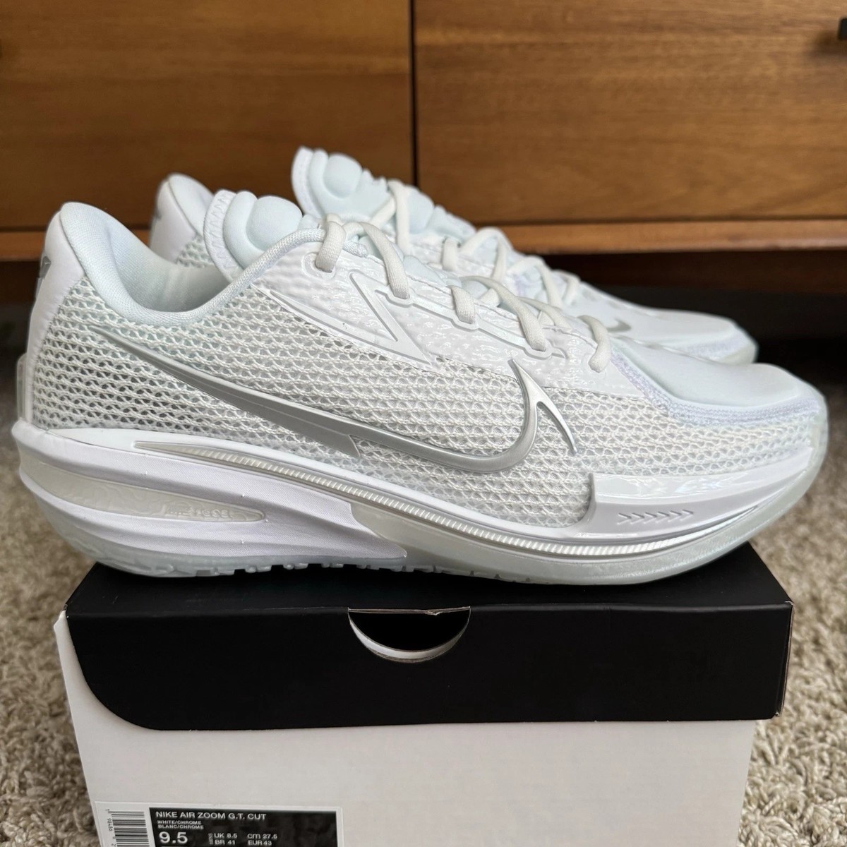 DS Nike Air Zoom GT Cut 1 'White Chrome' Men's Shoes Basketball | eBay