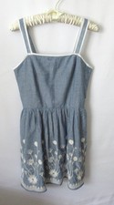Buttons brand blue spaghetti strap fit & flare embroidered sundress *Sz S*