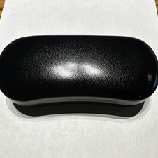 Black Clamshell Hard Eyeglass Case Faux Leather for Glasses Sunglasses