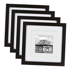 Picture Frames 4 PCS - Made of Solid Wood Covered by Plexiglass 8x8 Black