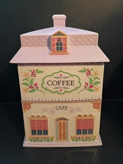 PERFECT CONDITION! Lenox Village Canister Coffee Jar Porcelain 1990 8¼"t & 5¼"sq
