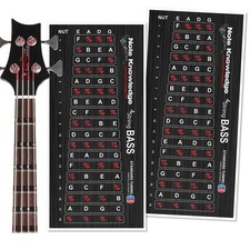 Bass Guitar Fretboard Note Map Decals/Stickers for Learning Notes, Chords 