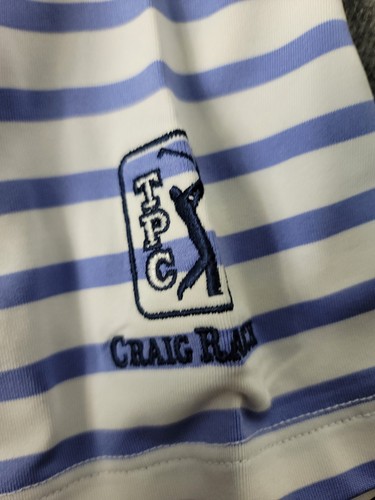 Greyson X Graig Ranch Golf Men’s Polo Shirt Size M White Blue Striped - Picture 5 of 10